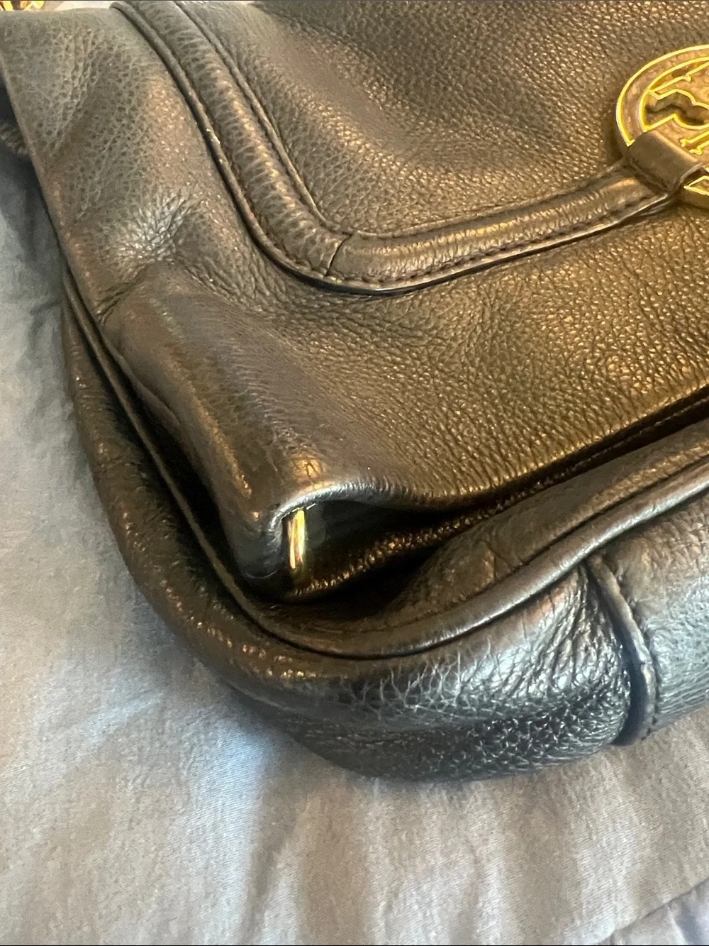 TORY BURCH with COA black crossbody/gold strap